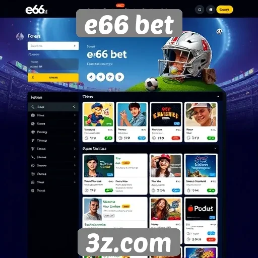 Interface do usuário no site e66 bet